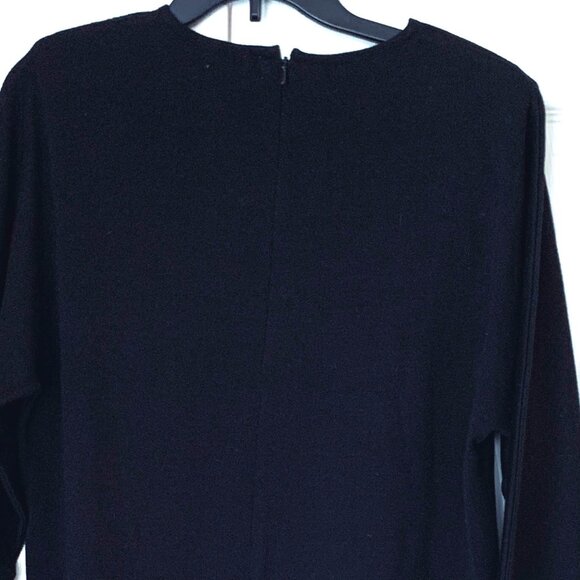 LIZ CLAYBORNE Fine Knit Black Sheath Sweater Dress Long Sleeves LBD Sz M - Picture 11 of 12